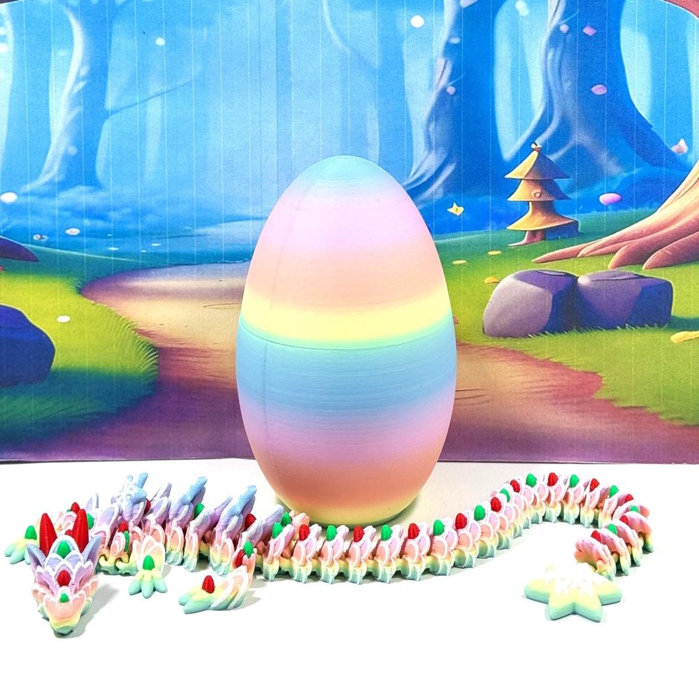 3D Printed Dragon with Dragon Egg, 12.5" Gingerbread Fidget Dragon Toy, Fidget ADHD Autism Toy, Christmas Gingerbread Dragon D067-MAC