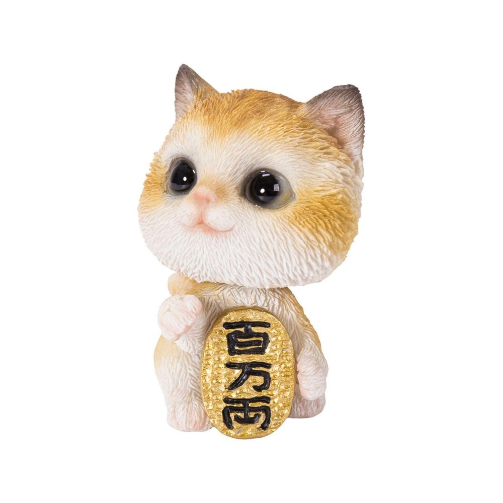 (Woobia) Oubia H22214-3 White Cat Whip Over Ovals, 1.4 x 1.4 x 2.2 inches (4 x 3.5 x 5.5 cm), Doll, Figurine, Animal, Garden, Decoration, Cat