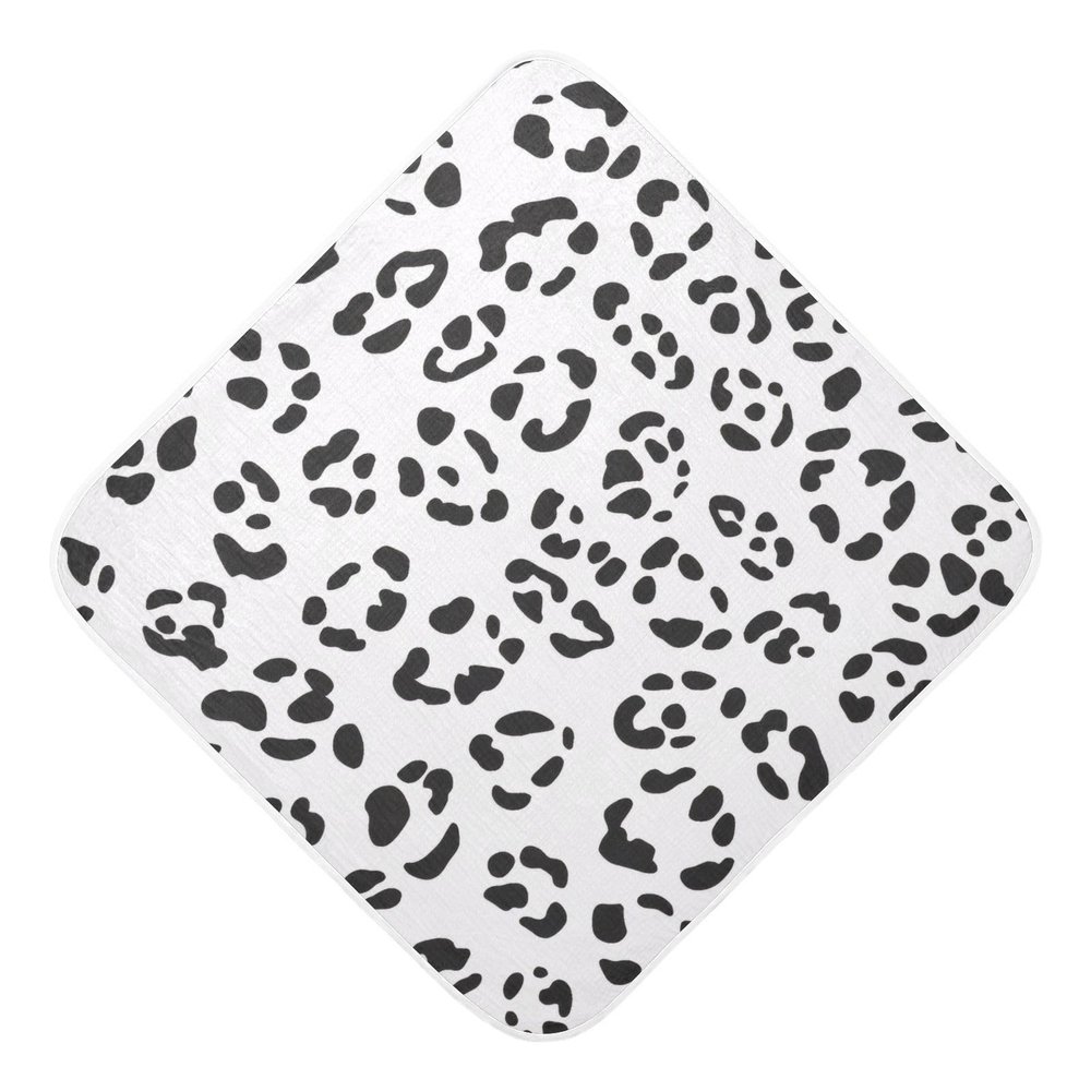 Msyxl White Leopard Print Hooded Towel - Ultra Soft & Absorbent Muslin Cotton Bath Towel for Babies, Toddlers, Newborn - Boys & Girls Essential 35"x35"