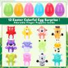 12 Pack Prefilled Easter Eggs with Toys, Animal Finger Puppets for Toddlers Easter Basket Egg Hunt Stuffers, Pre Filled Easter Eggs Fillers for Kids Gifts Party Favors, Goodie Bag Stuffer, Prizes view 3