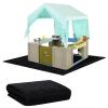 BOUTICOL Outdoor Playhouse Mat - 57'' x 57'' Portable Outdoor Playhouse Activity Rug with Non Slip Backing Outside Game House Play Mat Playhouse Pad Rug for Outdoor Home Floor view 1