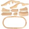 JarThenaAMCS 24Pcs Wood Train Track Expansion Set - Wooden Train Track Connectors & Adapters - Train Bridges & Straight Tracks - Accessories for Most Major Toy Trains - Railway view 1