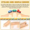 JarThenaAMCS 24Pcs Wood Train Track Expansion Set - Wooden Train Track Connectors & Adapters - Train Bridges & Straight Tracks - Accessories for Most Major Toy Trains - Railway view 3