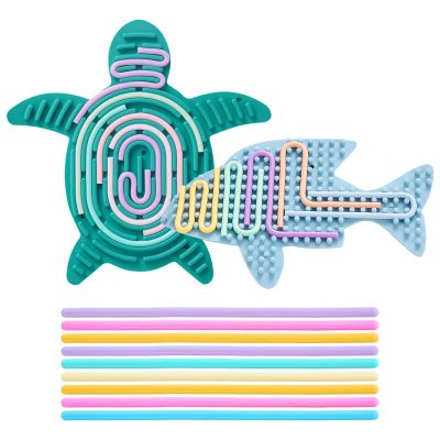 2 Pack Sensory Activity Board with 20 Random-Color Strings, Double-Sided Silicone Sensory Fidget Toy for Kids and Adults with Autism, ADHD, Silent, Stress Relief, Calming, Focus, Gift for Girls Boys