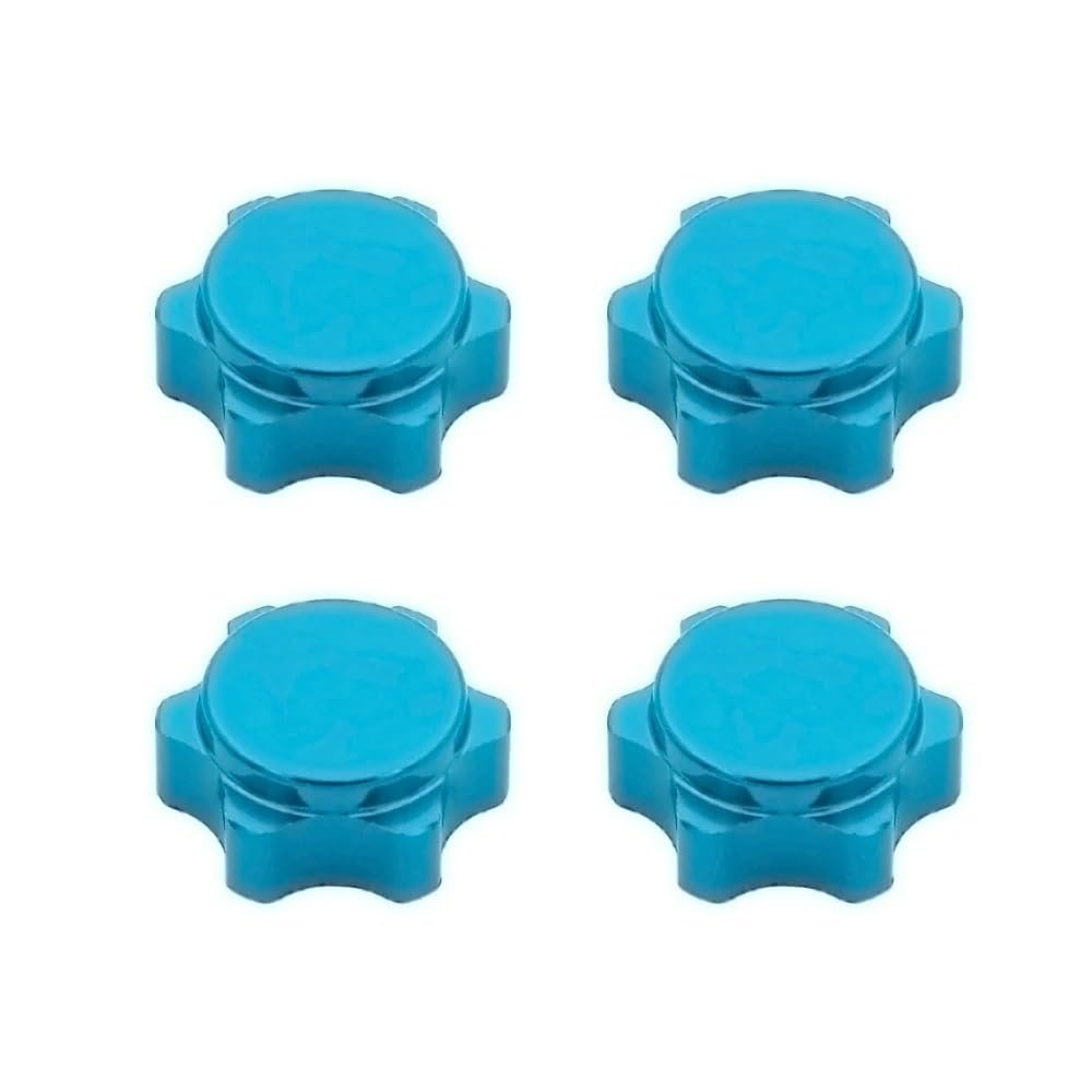DUHWQ 17mm Aluminum Wheel Hub Nut Dust Cover Compatible with 1/8 Scale RC Buggy and Hobby Cars Upgrade Parts(Sky Blue)
