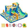 Bounce House Water Slide, 10 in 1 Inflatable Water Slide for Kids, Water Park with Blower, Water Gun, Jumping, Circle,Climbing Wall, Basketball Hoop, Blow Up Water Slides Backyard Outdoor Indoor view 1