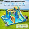 Bounce House Water Slide, 10 in 1 Inflatable Water Slide for Kids, Water Park with Blower, Water Gun, Jumping, Circle,Climbing Wall, Basketball Hoop, Blow Up Water Slides Backyard Outdoor Indoor view 2