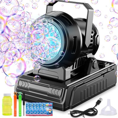 SHCKE Automatic Bubble Machine 10 Holes Bubble Blower,45 Adjustable,Dual Power USB-C or 4 AA Batteries,Top-Fill Portable Bubble Maker for Outdoor Birthday Party Pool Wedding Camping