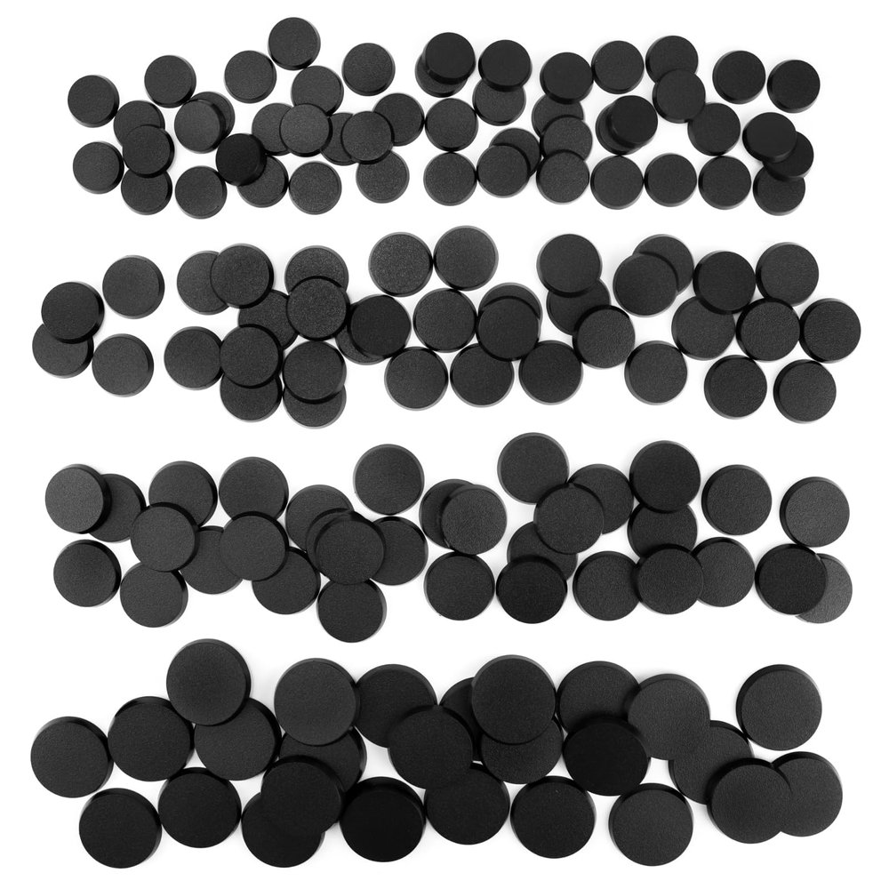 100PCS 25mm 28.5mm 32mm 40mm Mix Black Round Miniature Bases, Model Base for Gaming Miniatures or Wargames Table Top Games