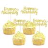 12Pcs Happy Anniversary Cupcake Toppers,Glitter Gold Wedding Anniversary Cupcake Toppers,for Party Celebration Wedding Anniversary view 1