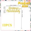 12Pcs Happy Anniversary Cupcake Toppers,Glitter Gold Wedding Anniversary Cupcake Toppers,for Party Celebration Wedding Anniversary view 2