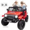 24V Ride On Jeep, Kids 2 Seater Ride On Car Truck w/4WD Motor, Remote Control, 3 Speed, Bluetooth Music, Spring Suspension, LED Light, Kids Electric Car Power Wheels Gift for Boys, Girls - Deep Red view 1