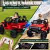 24V Ride On Jeep, Kids 2 Seater Ride On Car Truck w/4WD Motor, Remote Control, 3 Speed, Bluetooth Music, Spring Suspension, LED Light, Kids Electric Car Power Wheels Gift for Boys, Girls - Deep Red view 3