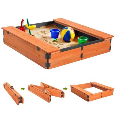 Agitree Outdoor Wooden Sandbox, Portable Sandbox, Folding Sand Table - No Assembly Required, Unbox and Use, Includes Scratch-Resistant Base Liner, Children's Outdoor Toy, Suitable for Backyard Gardens