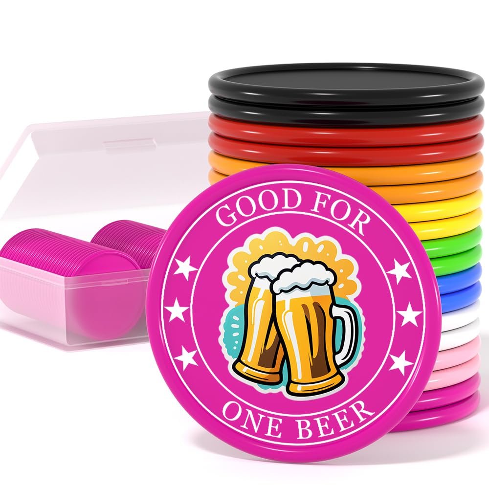 200-1000 Custom Poker Chips, Custom Drink Tokens Personalized Own Logo, Image and Text, Double Sided Full Color Printing Custom Drink Chips for Bar, Business Cards and Promotions (Rose Red)