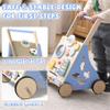 Ocean-Themed Wooden Baby Walker with Activity Center, Montessori Push Walker Toy for Babies 18 Months, Safe First Steps Baby Walking Aid for Boys & Girls view 3
