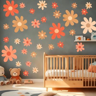 12 Pcs Large Flower Wall Decals Peel and Stick, Floral Stickers for Toddler Girls Room, Bedroom, Nursery, Baby Living Room, Home Daisy Dcor
