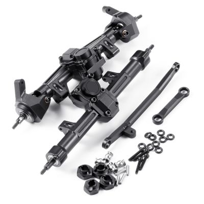 1/24th Aluminum Front Rear Axles Set with Steering Links Upgrade for AXIAL SCX24 Gladiator Deadbolt Bronco JLU C10 RC Crawler Car (Front&Rear Axles)
