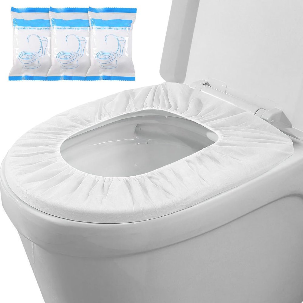 20 Pack Disposable Toilet Seat Cover Waterproof Non-Woven Fabric, Disposable Toilet Seat Covers for Travel, Disposable Seat Covers for Outing Hotel Hospital Public Toilet (Single Layer White)