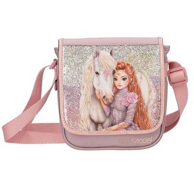 Depesche TOPModel Viva Violet 13295 Small Shoulder Bag in Purple with Model Motif, Horse and Glitter, Bag with Adjustable Shoulder Strap, multicoloured, TOPModel Viva Violet