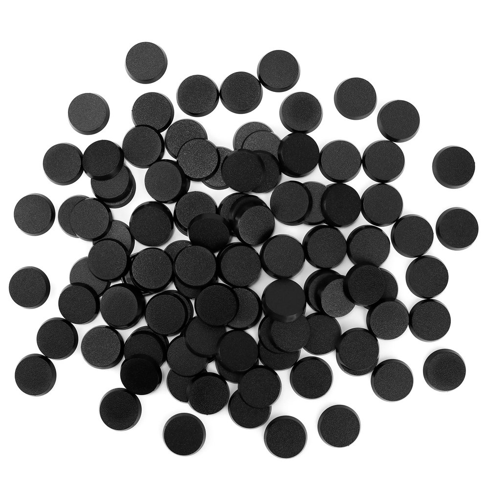100PCS 28.5mm/1.12inch Textured Plastic Black Round Miniature Bases, Model Base for Gaming Miniatures or Wargames Table Top Games