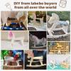 labebe - Wooden Rocking Horse, Baby Wooden Ride On Toys for 12M+, White Rocker Toy with Removable Fence, Toddler Riding Toy Indoor/Outdoor, Nursery Birthday Gift view 2