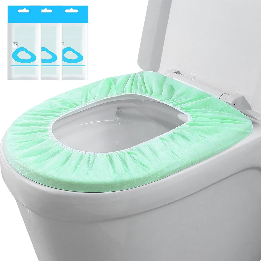 20 Pack Disposable Toilet Seat Cover Waterproof Non-Woven Fabric, Disposable Toilet Seat Covers for Travel, Disposable Seat Covers for Outing Hotel Hospital Public Toilet (Double Layer Green)