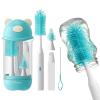 Electric Bottle Brush Cleaner Set, Bear-Shaped Travel Baby Bottle Cleaner Kit with Silicone Nipple & Straw Brush, Soap Dispenser, Drainage Rack, Storage Box(Blue) view 1