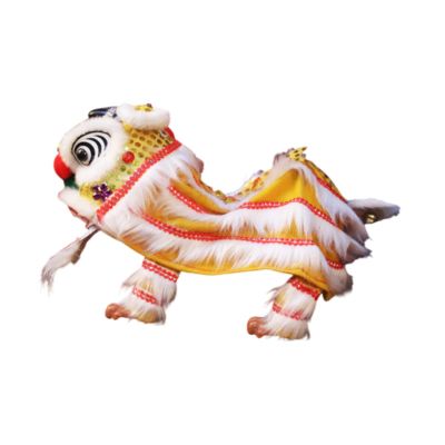 JISADER Marionette Lion Toy Traditional Chinese Hand String Puppet Dancing Lion Toy Handmade Decoration Suitable for Children Adults Party, Yellow White