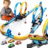 LILYBUDS Toy Car Track Gift Set for Boys Kids Age 3-5 4-7 8-12, Long Race Tracks with 4 Action Loops and 4 High-Speed Slot Die-Cast Race Cars, 35+ Pieces Race Tracks to Create Multiple Configurations view 1