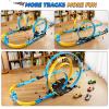 LILYBUDS Toy Car Track Gift Set for Boys Kids Age 3-5 4-7 8-12, Long Race Tracks with 4 Action Loops and 4 High-Speed Slot Die-Cast Race Cars, 35+ Pieces Race Tracks to Create Multiple Configurations view 4