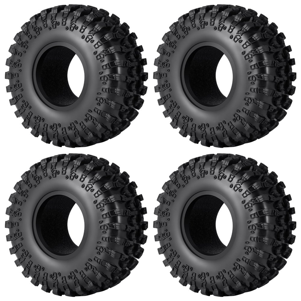 4Pack JGGZONE 2.2" Rubber Tires RC 2.2inch Mud Crawler Tires OD 130mm with Foam Inserts Compatible with Axial SCX10 90047 D90 D110 Tamiya CC01 TRX4 Gen8 1/10 RC Crawler Beadlock