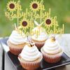 12 Pcs Sunflower Oh Baby Cake Toppers,Gold Glitter Oh Baby Sunflower Cake Toppers,for Flower Baby Shower Theme Kids Boys Girls Birthday Party Cake Decorations Supplies view 3