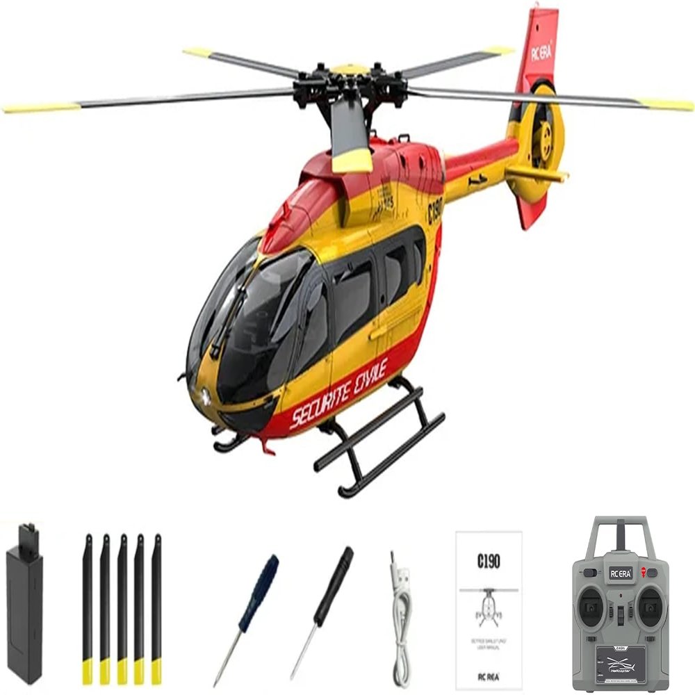 captainrc C190 H145 RC Helicopter 1:30 2.4G 6CH Single Rotor Helicopter with 6-axis Gyroscope and Dual Brushless Motors,Adult Remote Controlled Airplane Model (Yellow)
