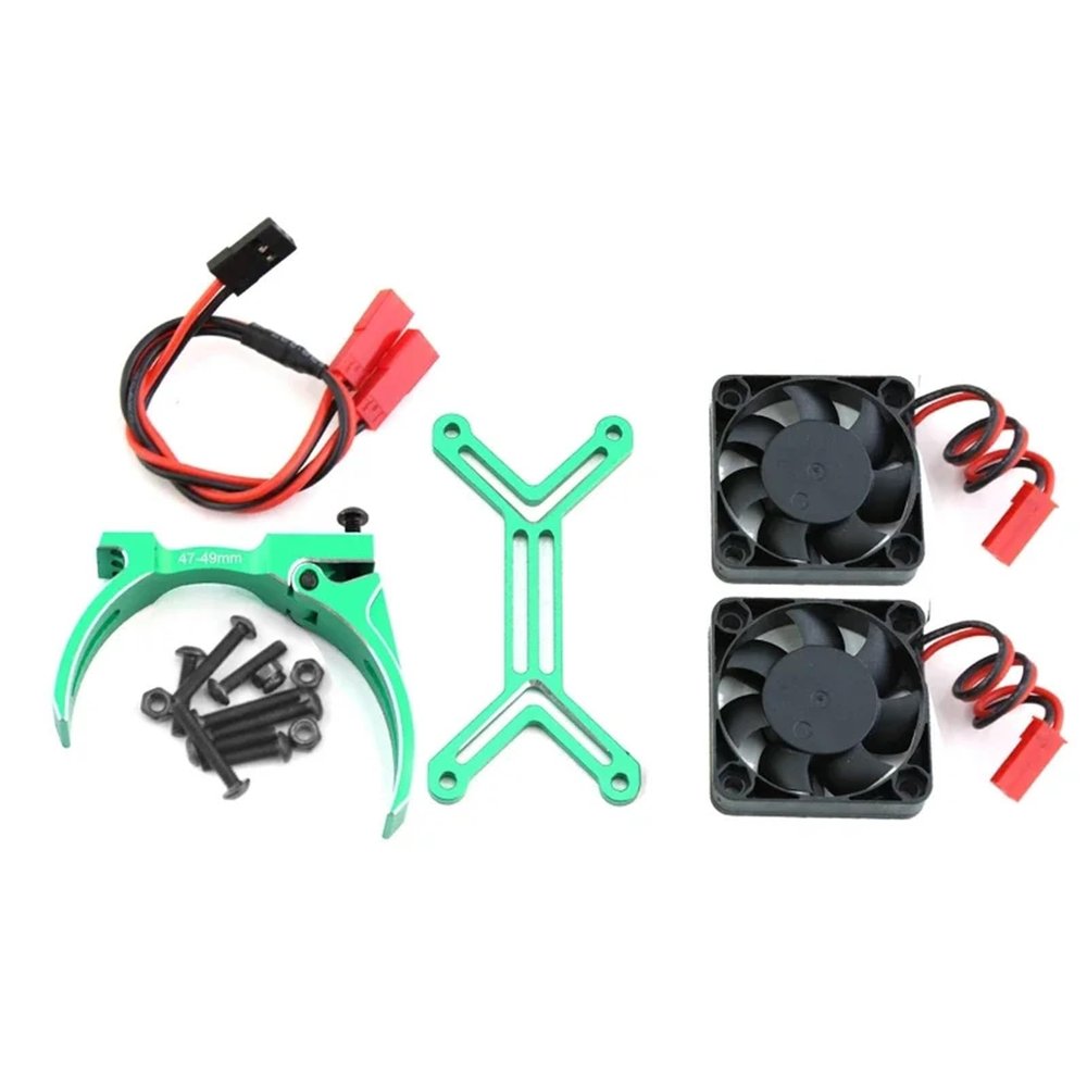 4985 1717 Motor Heat Sink Dual Cooling Fan Heatsink 47-49mm For 1/5 X-MAXX XRT For Arr-ma For Kraton Outcast RC Car Upgrade Parts replacement part(Green)