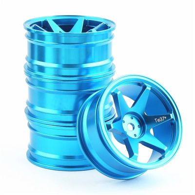 4pcs 52mm 1/10 RC On-Road Drift Racing Car Metal Wheel Rim Wheel Hubs TE37 for Tam-iya for Kyosho for HSP for HPI for Trxs for RedCat replacement part(Blue)