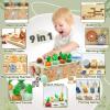 Auezona Montessori Wooden Toys for 1+ Year Old, 9 in 1 Montessori Toddler Toy with Preschool Educational Toys for 2+ Year Old, Birthday for Boys Girls view 3