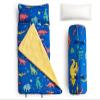 Arianaut Toddler Nap Mat with Pillow and Blanket, Kids Sleeping Bag Mat for Daycare & Preschool, Roll Up Portable Soft Nap Mat for Toddlers, Boys and Girls (Ages 2-7 Years) Blue Dinosaur view 2