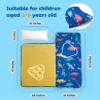 Arianaut Toddler Nap Mat with Pillow and Blanket, Kids Sleeping Bag Mat for Daycare & Preschool, Roll Up Portable Soft Nap Mat for Toddlers, Boys and Girls (Ages 2-7 Years) Blue Dinosaur view 3