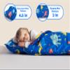 Arianaut Toddler Nap Mat with Pillow and Blanket, Kids Sleeping Bag Mat for Daycare & Preschool, Roll Up Portable Soft Nap Mat for Toddlers, Boys and Girls (Ages 2-7 Years) Blue Dinosaur view 4