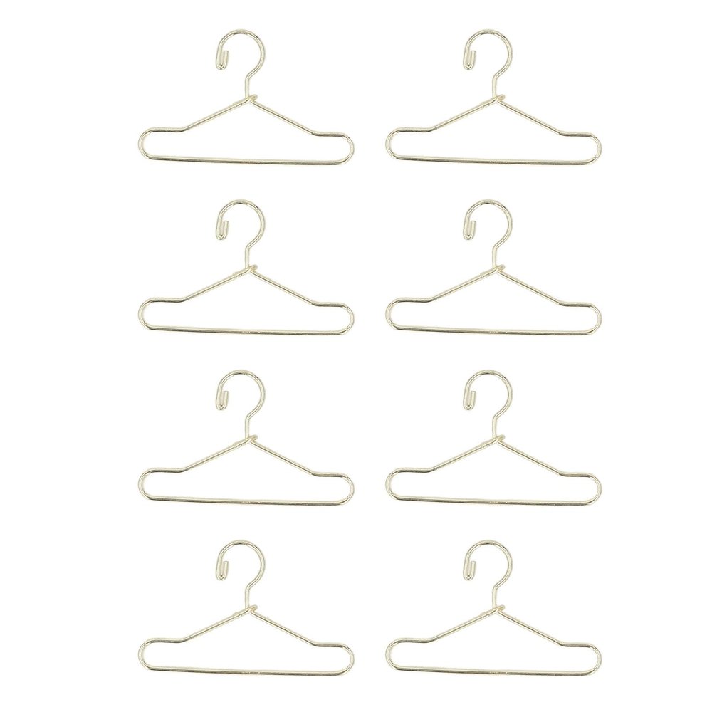 1:12 Mini Gold Clothes Hanger, Dollhouse Doll Clothes Wire Hangers Set, Realistic Model Display for DIY Projects, Iron Material