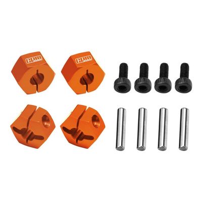 Aluminum 7075 Alloy Front and Rear Clamp Type Wheel Hub 12mm for Traxxas 1:16 Mini Maxx 4WD 107154-1 / Mini XRT VXL-3S 108076-1 Monster Truck Upgrades - Orange