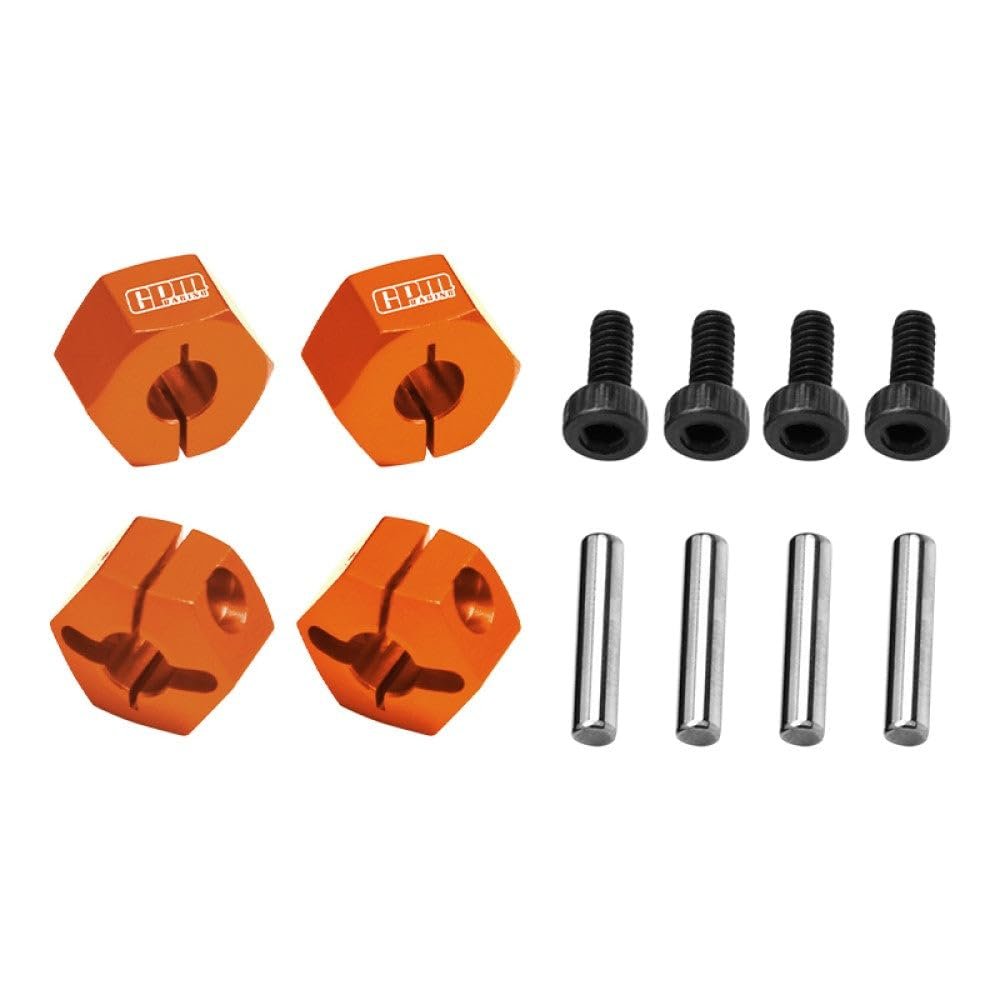 Aluminum 7075 Alloy Front and Rear Clamp Type Wheel Hub 12mm for Traxxas 1:16 Mini Maxx 4WD 107154-1 / Mini XRT VXL-3S 108076-1 Monster Truck Upgrades - Orange