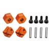 Aluminum 7075 Alloy Front and Rear Clamp Type Wheel Hub 12mm for Traxxas 1:16 Mini Maxx 4WD 107154-1 / Mini XRT VXL-3S 108076-1 Monster Truck Upgrades - Orange view 1