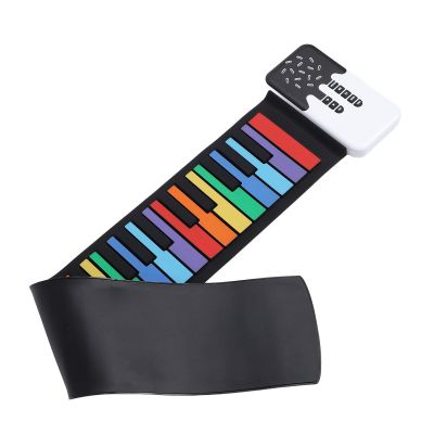 49 Key Roll-Up Piano, 8 Tones, 6 Demo Songs, Silicone Flexible Rolling Keyboard Piano with Built-in Speaker, Electronic Piano Keyboard