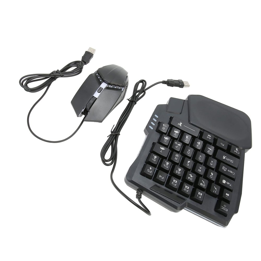 4 in 1 Mobile Game Combo Pack for FPS Handheld Games, One Handed Half Keyboard Mouse and Converter Combo for, RGB Backlit Gaming Keyboard Mouse Converter and Phone Stand