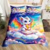 Cartoon Dragon Duvet Cover Set Toddler Size,Glitter Starry Sky Rainbow Bedding Set,Boys Girls Room Decor,Cute Western Animal Reading Book Comforter Cover,Blue White Quilt Cover,1 Pillowcase(No Filler) view 1