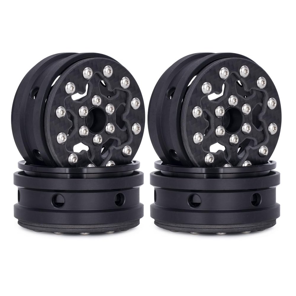 4PCS 1.9" Dual Carbon Fiber Wheels Rims for 1/10 RC Crawler Cheater Rigs Capra SCX10 TRX4 TF2 Gmade R1 Element Enduro 1.9S DIY