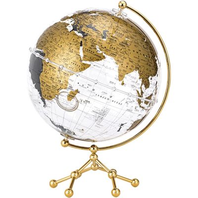 FADCAIYD Clear Dia 8-inch/20CM Globe, Clear Acrylic World Globe with Metal Stand, 360 Rotating Earth Globe for Home Dcor Office Desktop Rotating