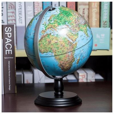 FADCAIYD Clear Rechargeable Globe Built in LED, Dia 12-inch/30CM World Globe, Chinese and English Bilingual Geographic Earth Globe Rotating